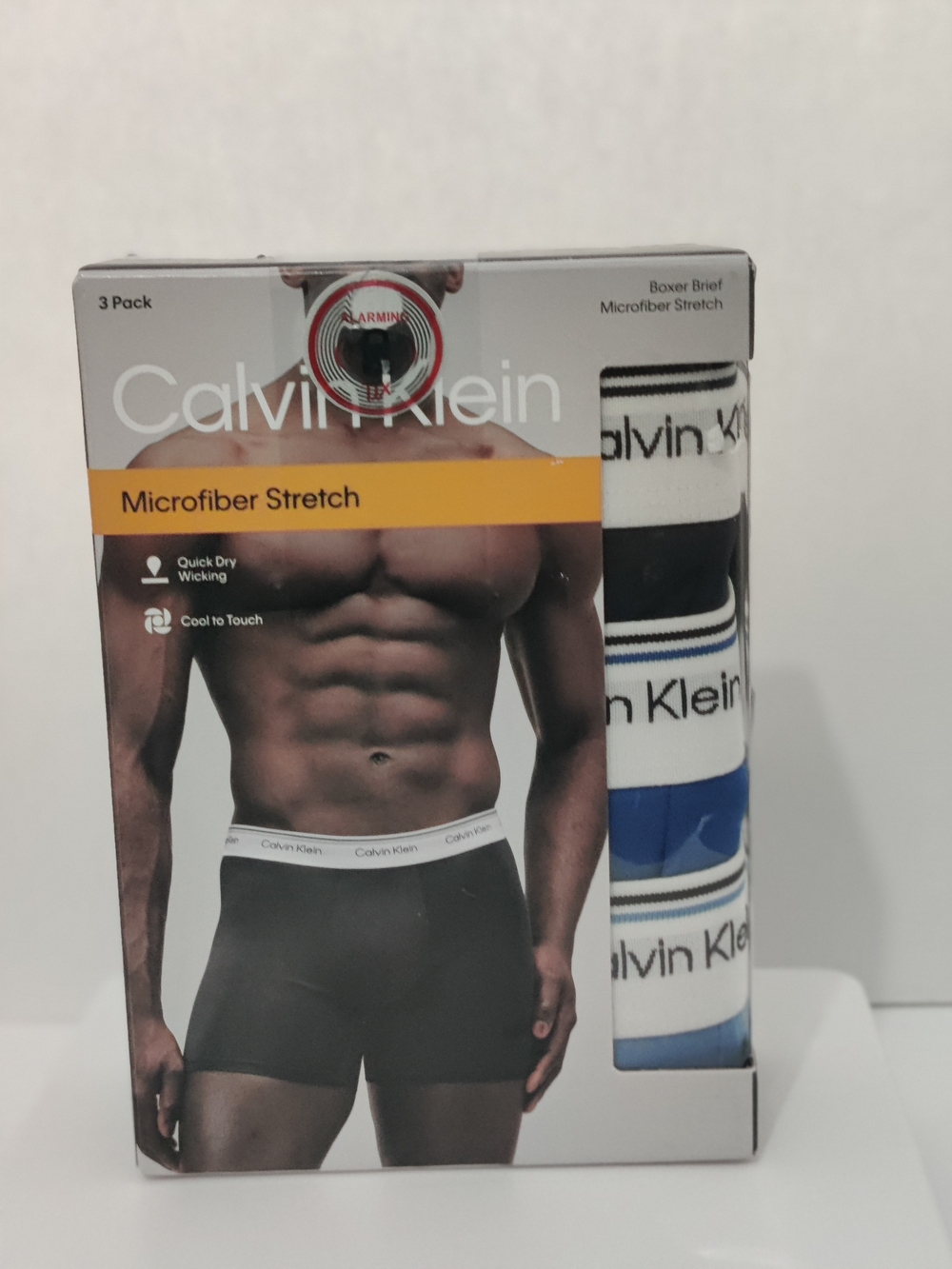 Calvin Klein Men’s Microfiber Stretch Boxer Briefs - Black & Blue (3 Pack)